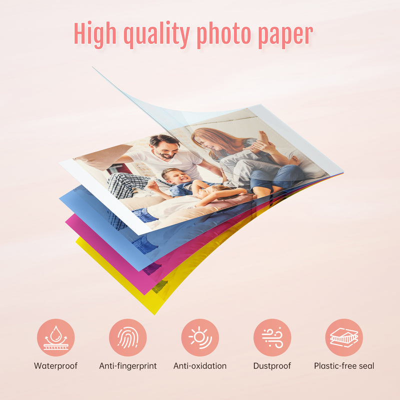 HPRT 4"X 6" Photo Paper 108 Sheets and Two Ribbons，Designed for CP4100/CP4000L Photo Printer