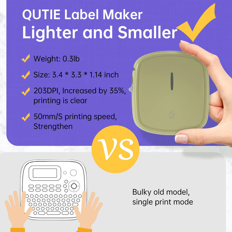 PRT QUTIE Bluetooth Portable Label Maker Machine with Tape(Green/White)