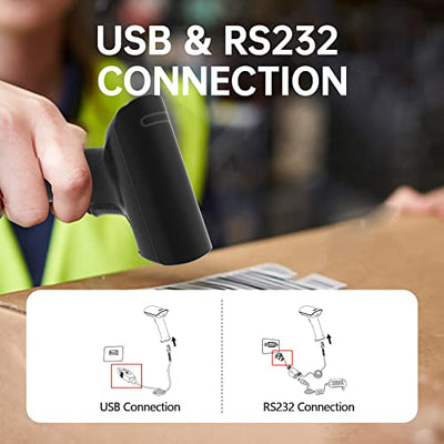 iDPRT USB Wired Barcode Scanner, 1D 2D QR Code Handheld Scanner, Black