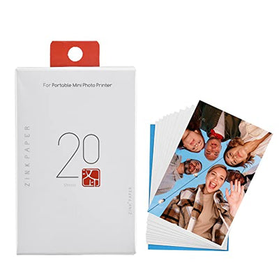 iDPRT Zink photo paper 2X3'' (20 sheets), Compatible with all Zink photo printers, Sticker white paper