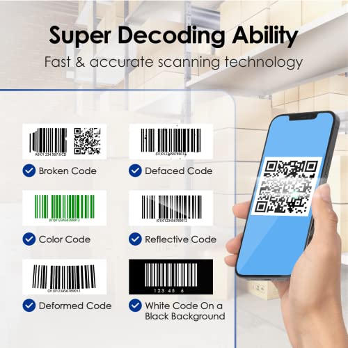 iDPRT Mini Bluetooth Barcode Scanner, 1D & 2D Wireless Barcode Scanner
